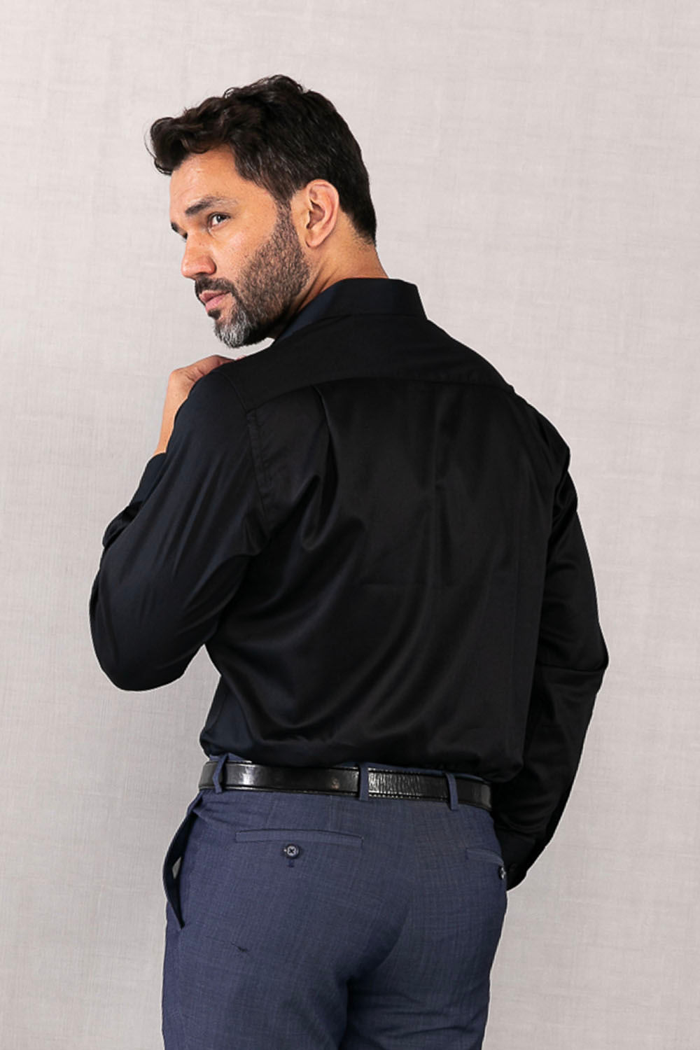 Camisa Social Algodão Fio 80 Preto