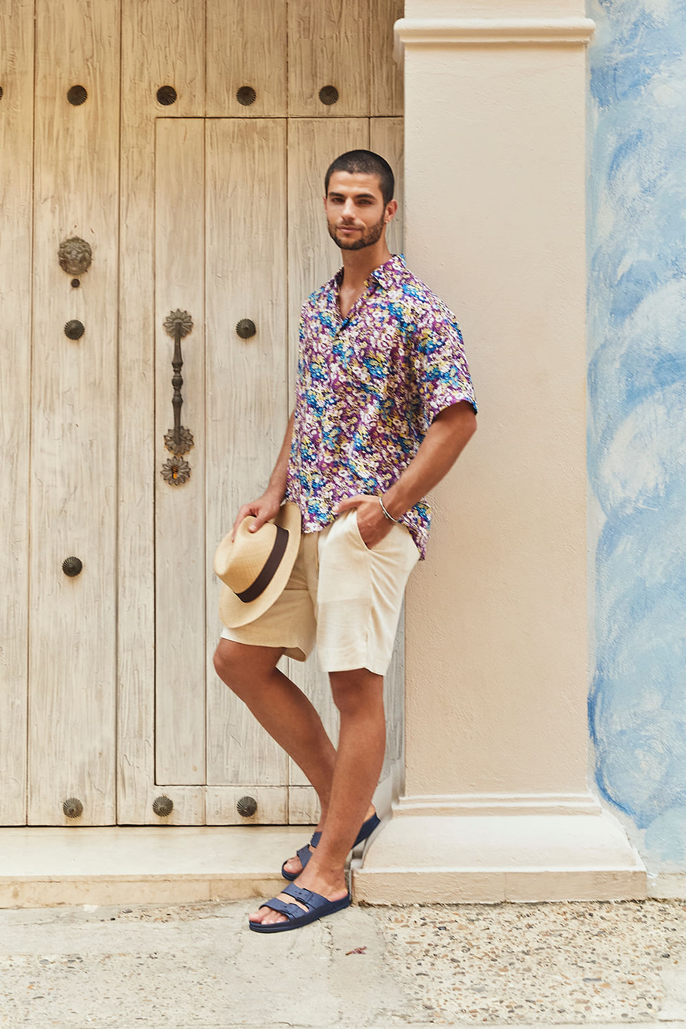 Camisa Estampada Viscose MC Rosa