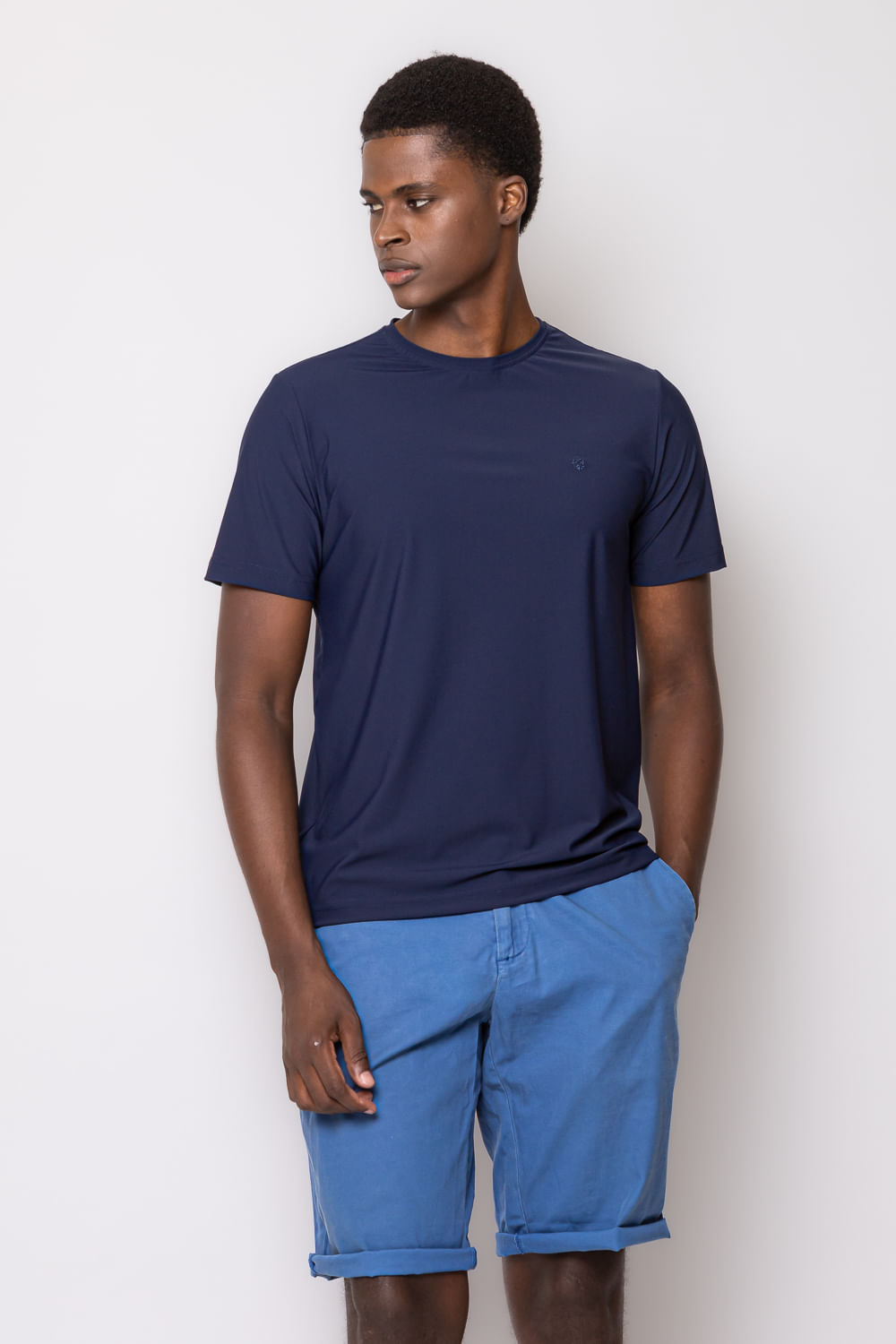 Camiseta Slim Bi-Stretch MC Azul Escuro