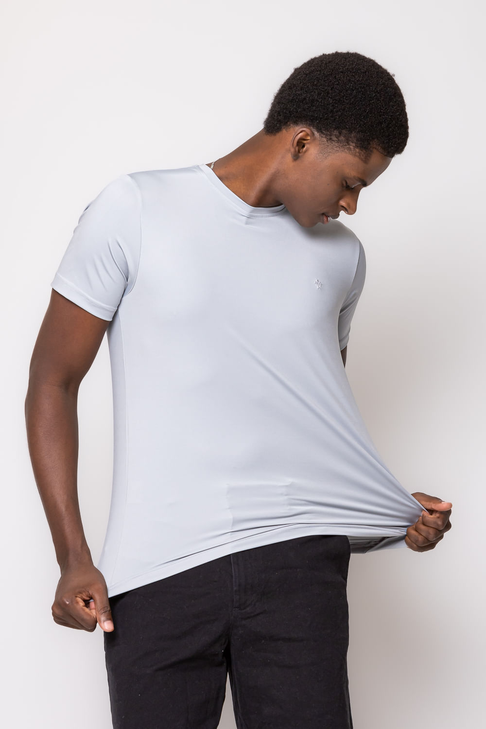 Camiseta Slim Bi-Stretch MC Cinza