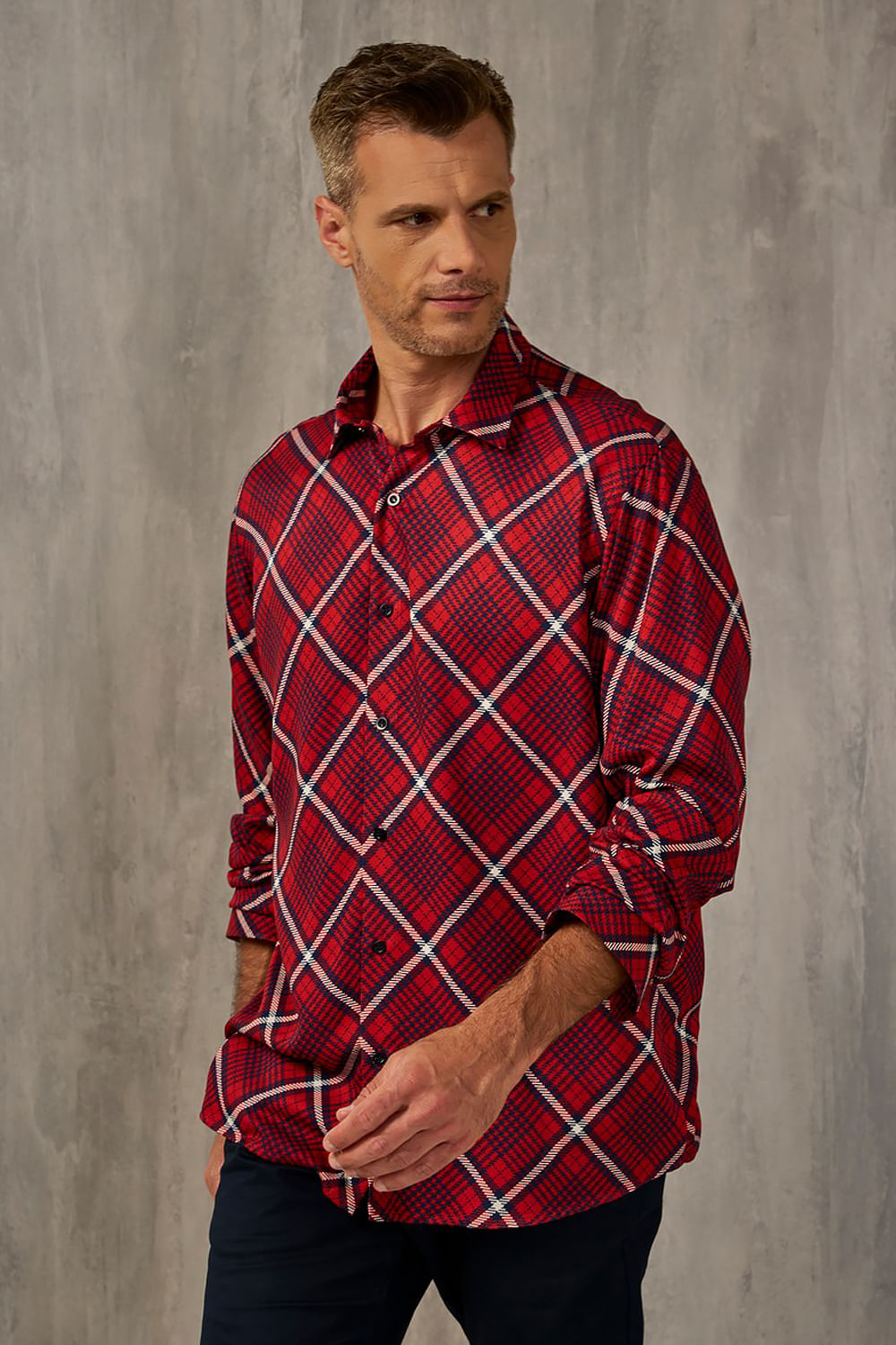 Camisa Xadrez em Viscose ML Vermelho