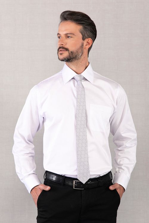 Camisa Social Algodão Fio 80 Branco