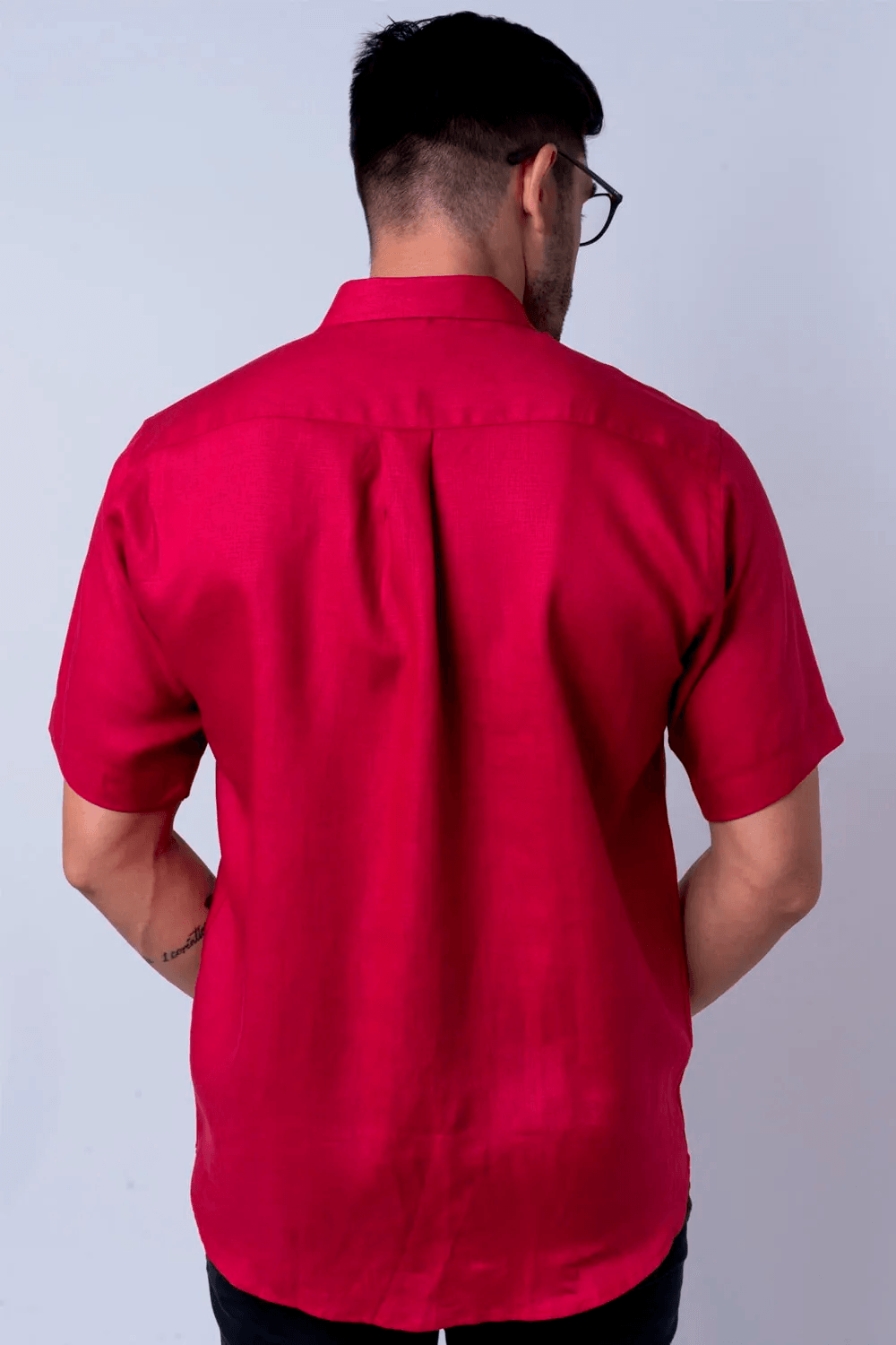 Camisa Slim Puro Linho Vermelho