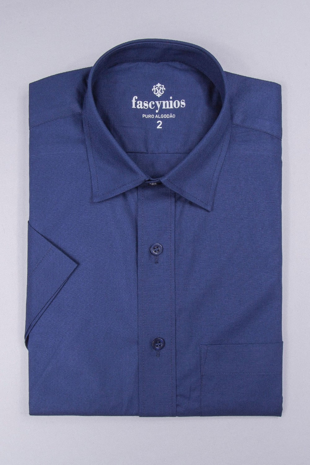 Camisa Algodão Fio 50 MC Azul Escuro