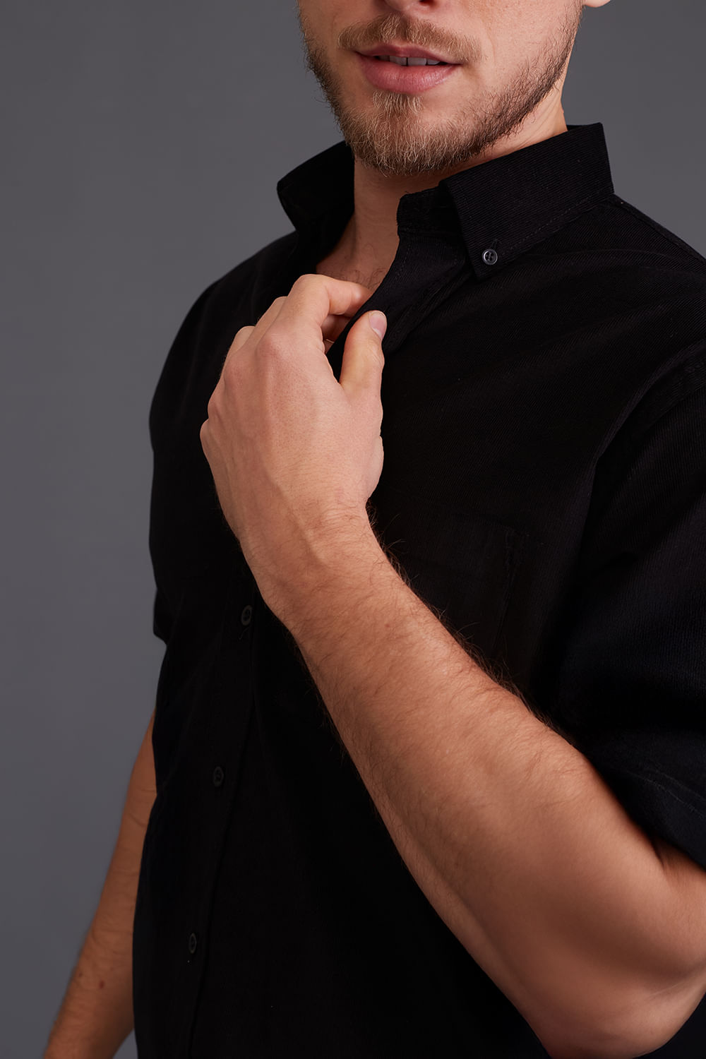 Camisa Slim Puro Linho MC Preto