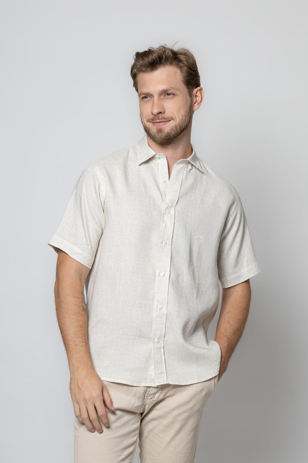Camisa Slim Puro Linho MC Branco