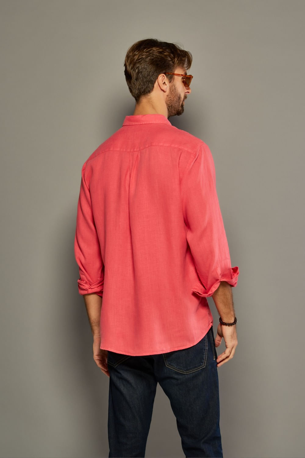 Camisa em Puro Linho Tinturado ML Salmão
