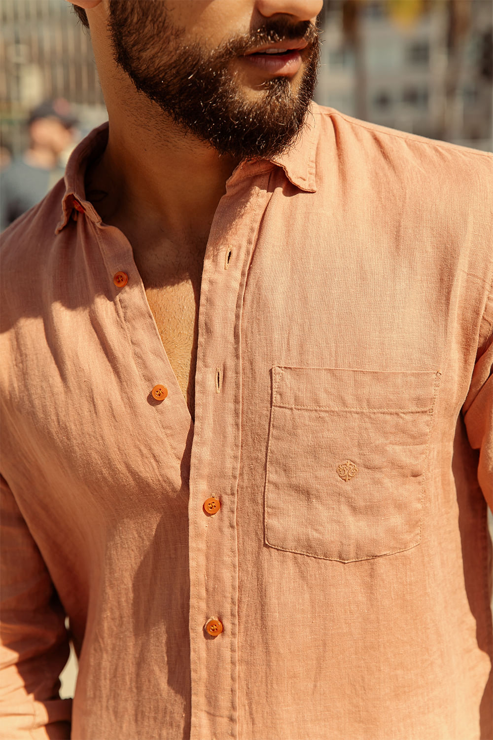 Camisa em Puro Linho Tinturado ML Rosa