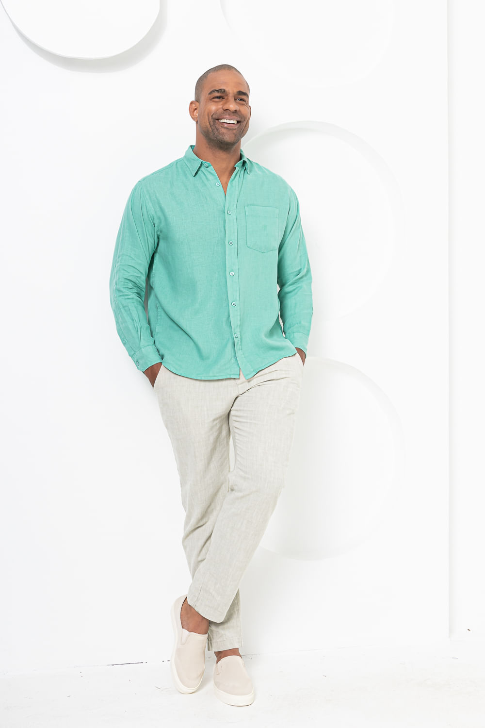 Camisa em Puro Linho Tinturado ML Verde