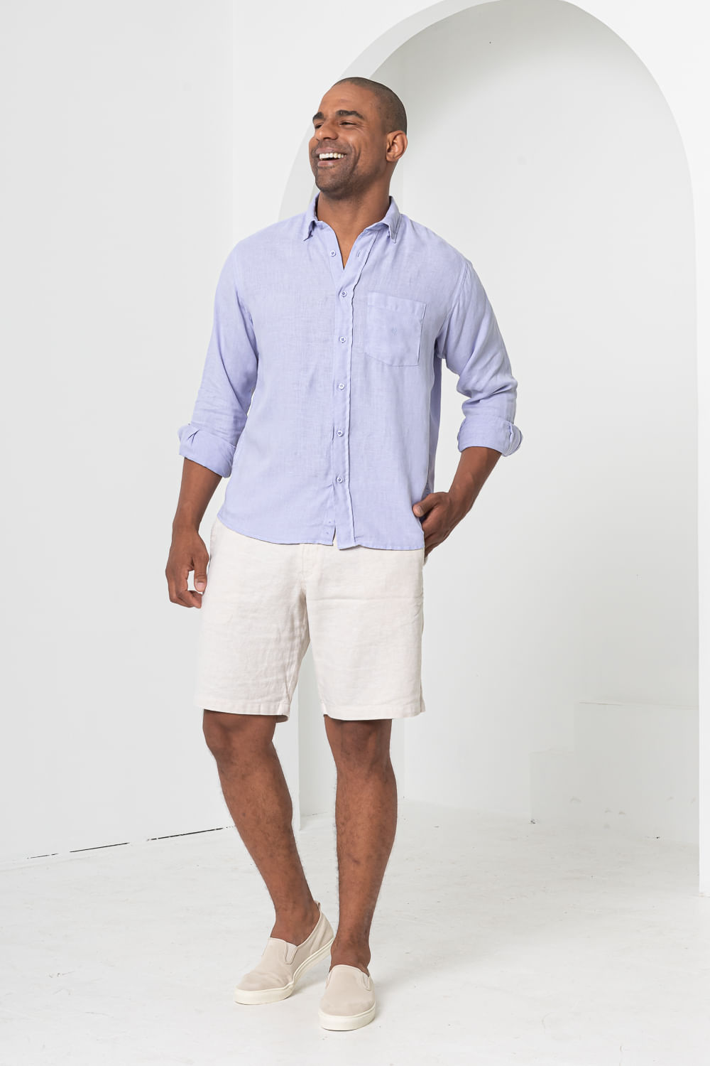 Camisa em Puro Linho Tinturado ML Lilás