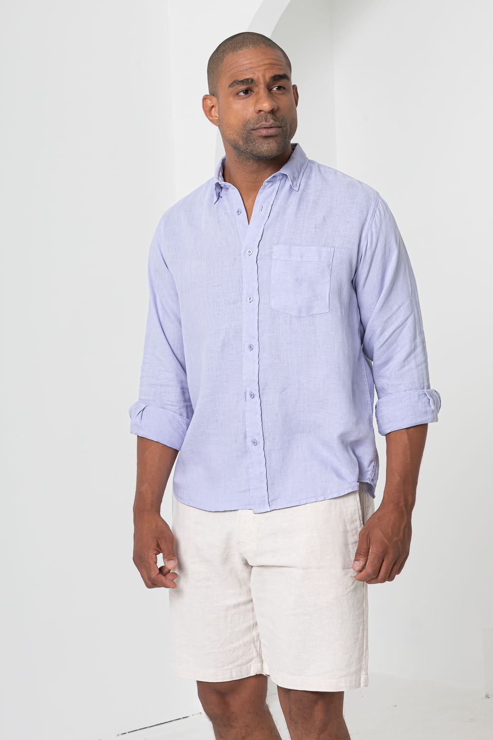 Camisa em Puro Linho Tinturado ML Lilás