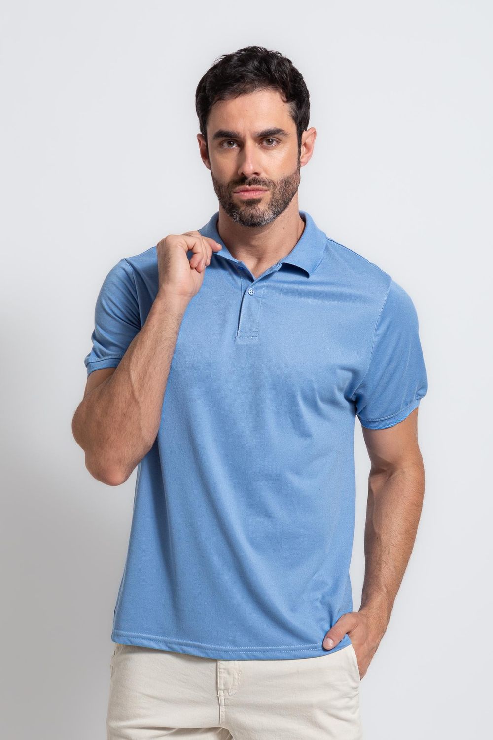 Camisa Polo MC Azul Médio