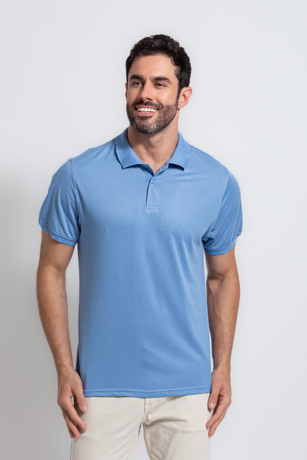 Camisa Polo MC Azul Médio