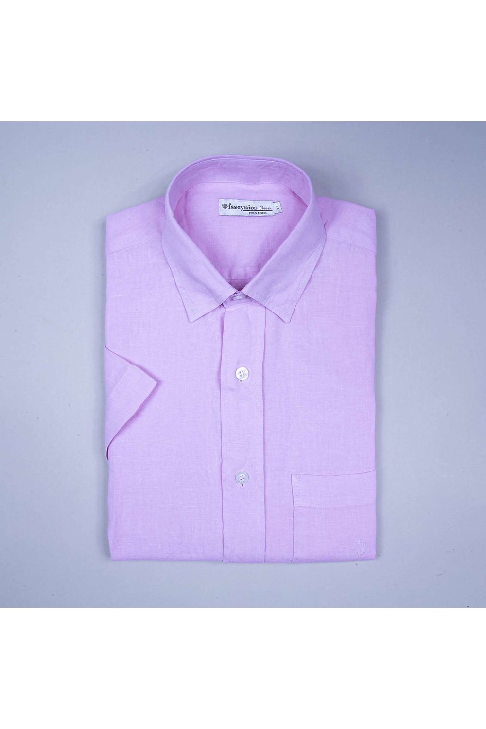 Camisa em Puro Linho Tinturado MC Rosa