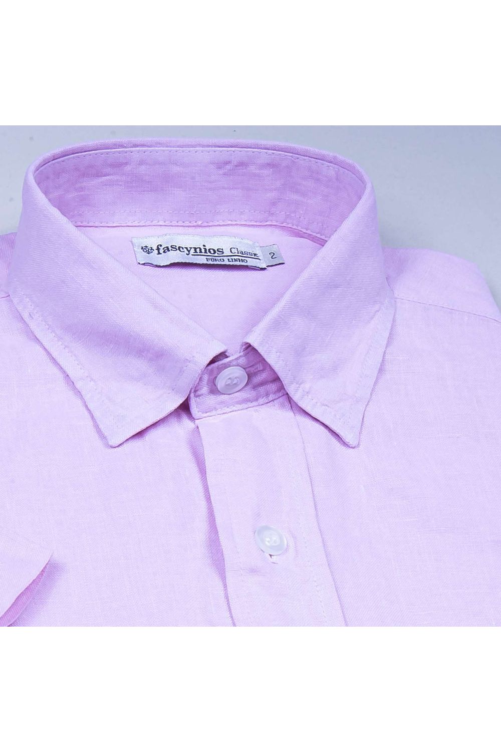 Camisa em Puro Linho Tinturado MC Rosa
