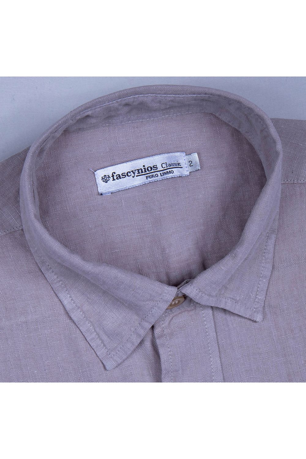 Camisa em Puro Linho Tinturado MC Bege