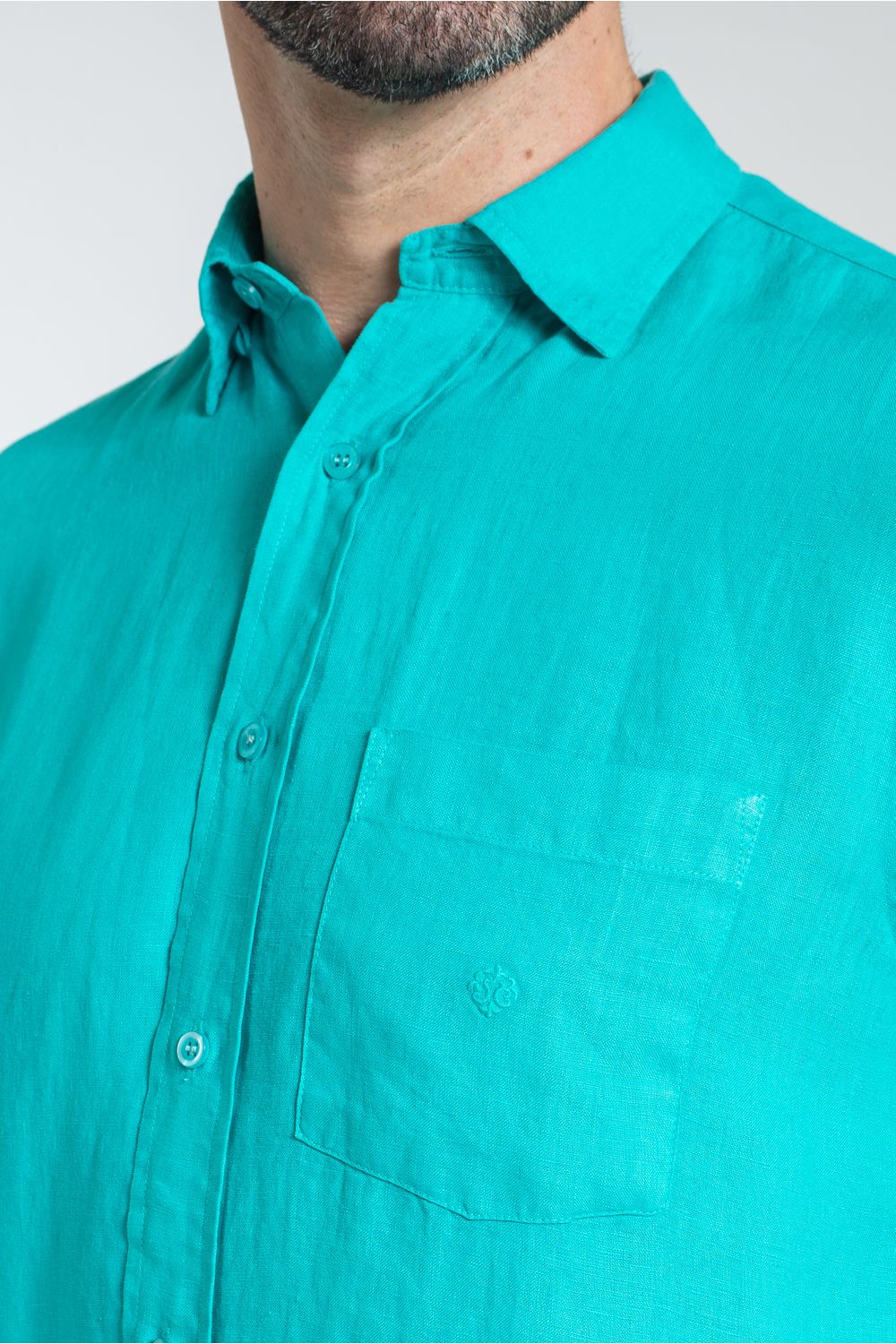 Camisa em Puro Linho Tinturado MC Verde