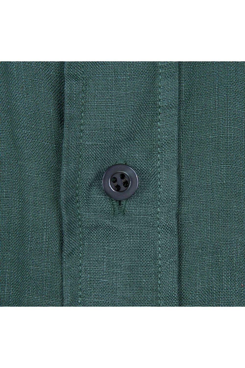 Camisa em Puro Linho Tinturado MC Verde Escuro