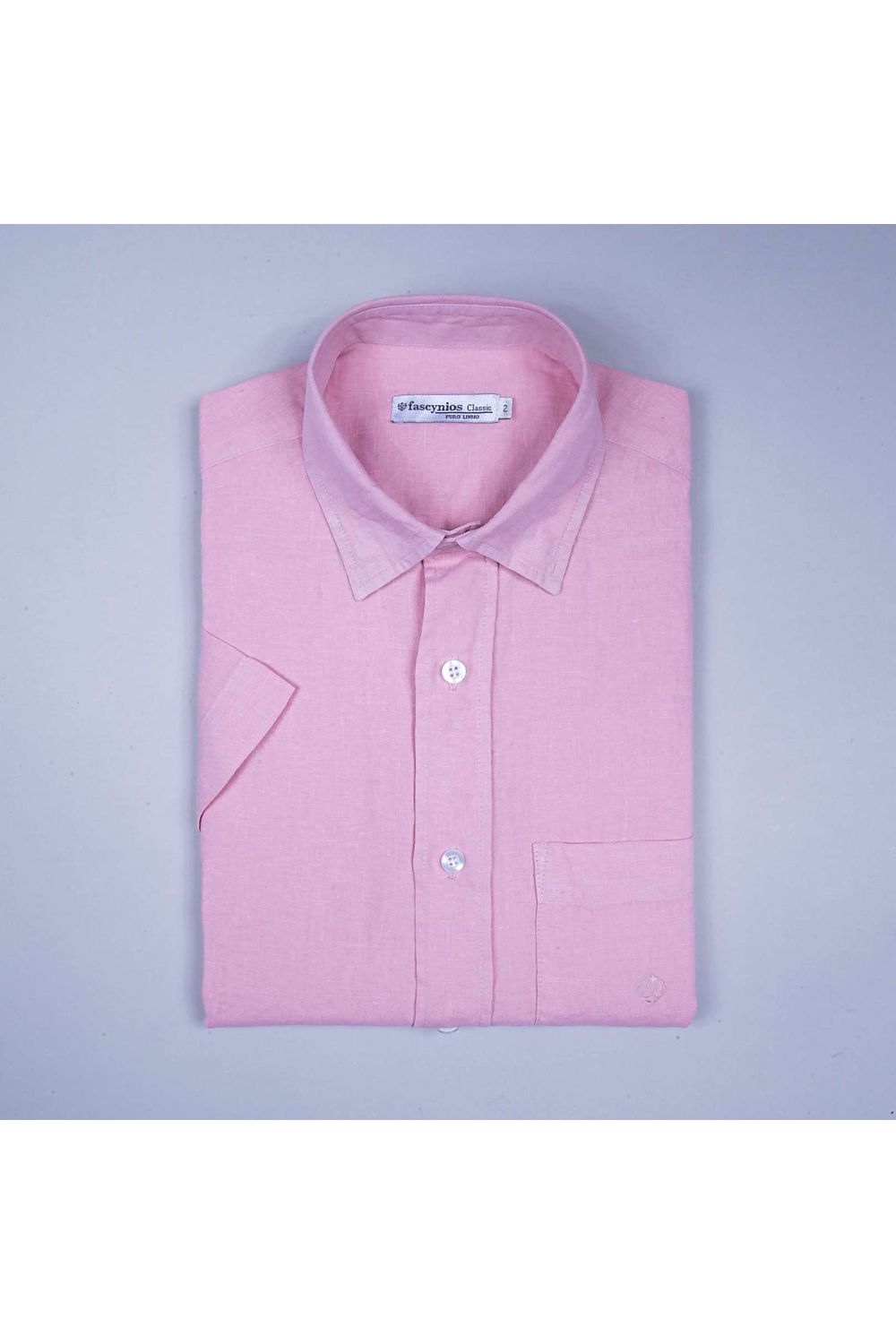 Camisa em Puro Linho Tinturado MC Rosa