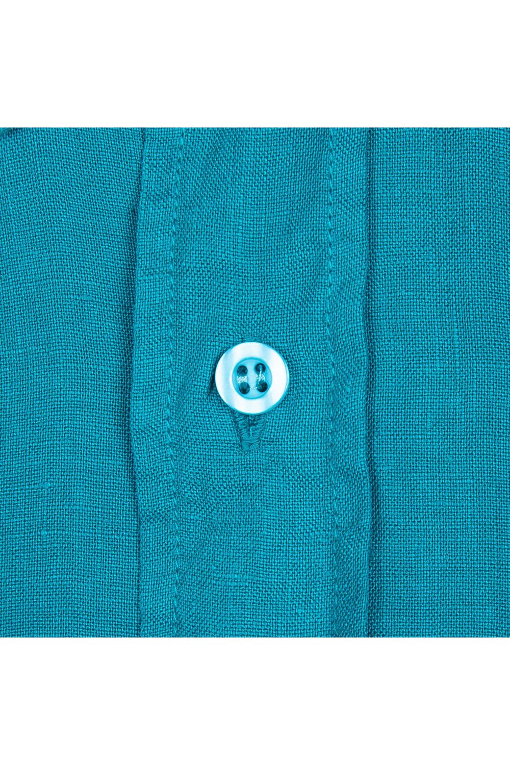 Camisa em Puro Linho Tinturado MC Azul Médio