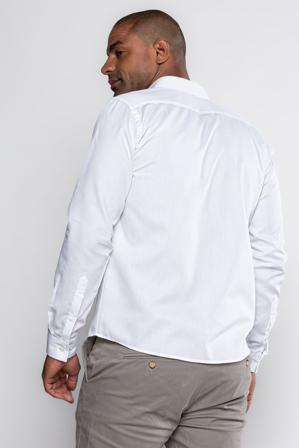 Camisa Social Slim Maquinetada Algodão Misto Branco