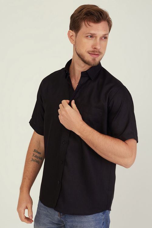 Camisa Puro Linho MC Preto