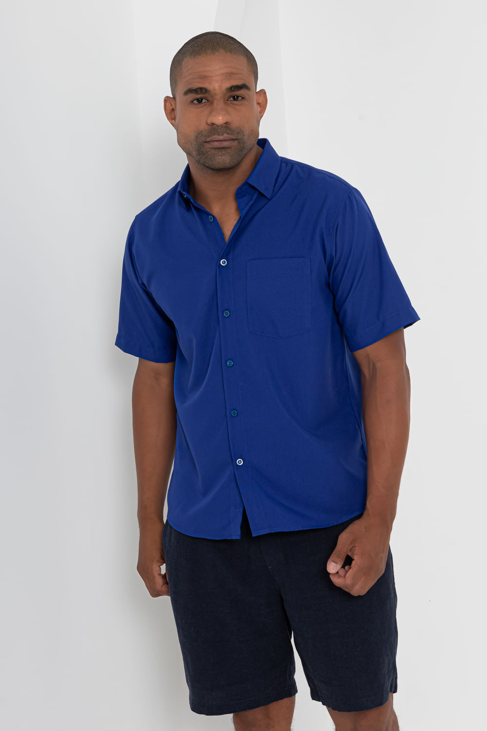Camisa Microfibra MC Azul Escuro