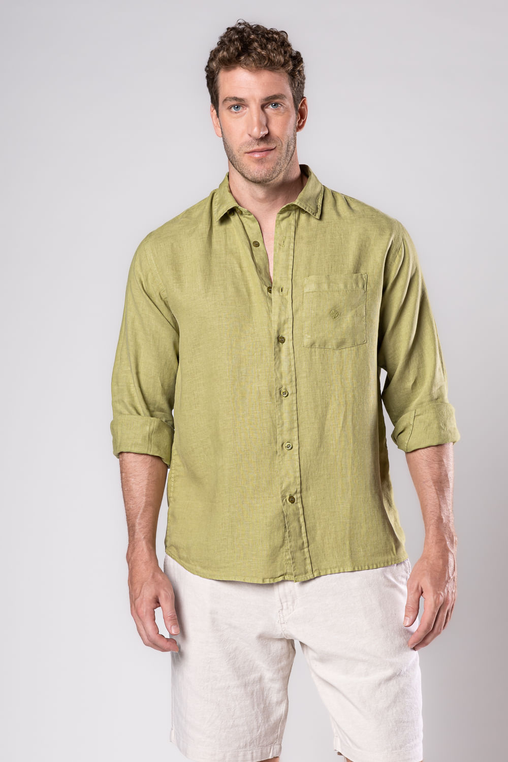 Camisa em Puro Linho Tinturado ML Verde