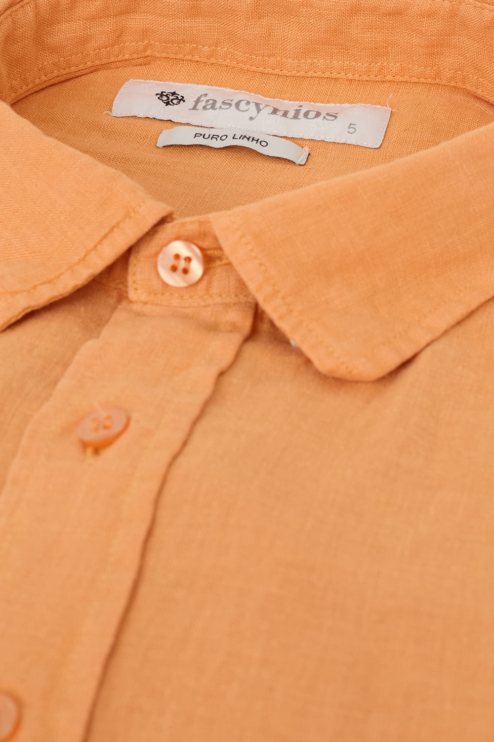 Camisa em Puro Linho Tinturado Laranja