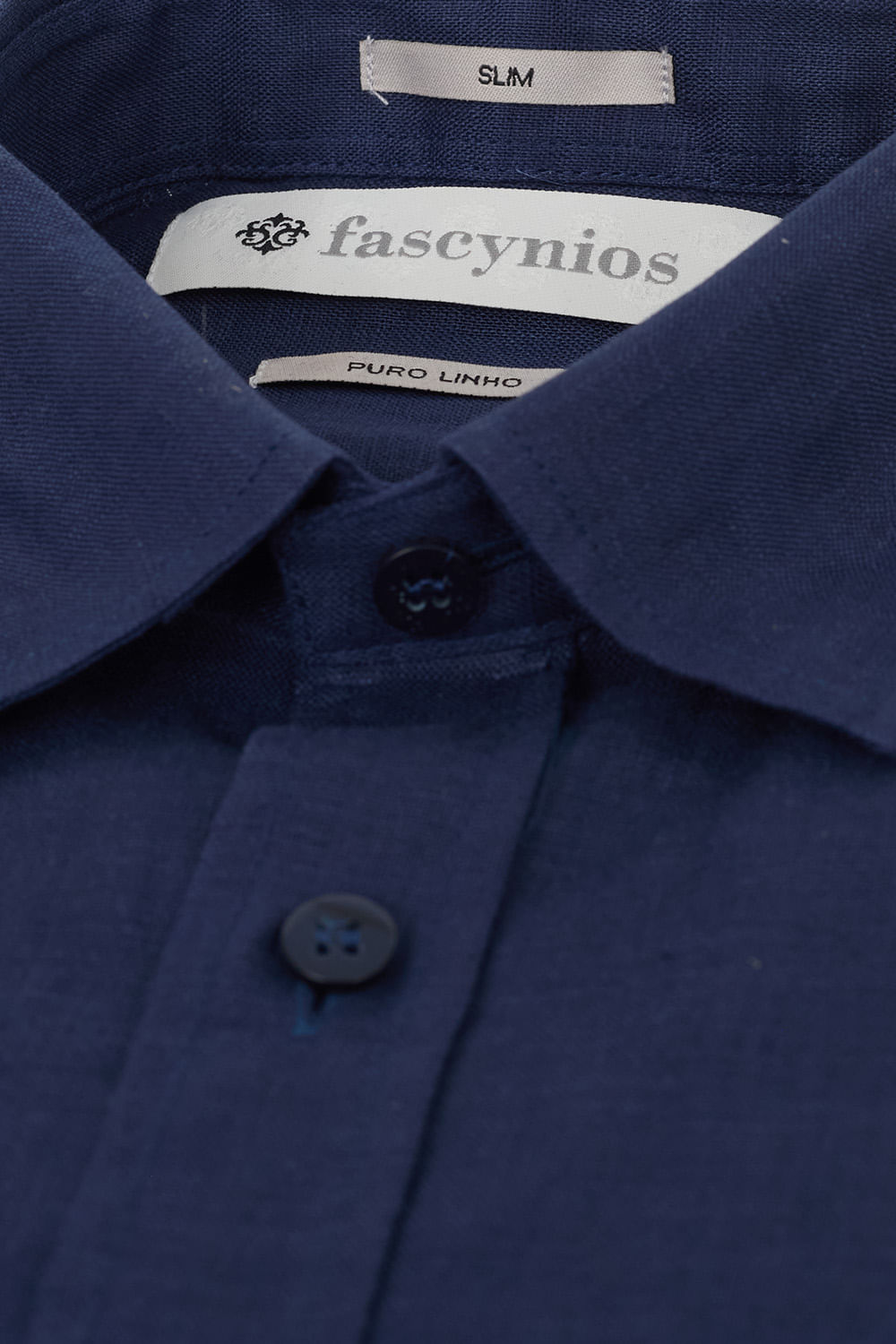 Camisa Slim Puro Linho MC Azul Escuro