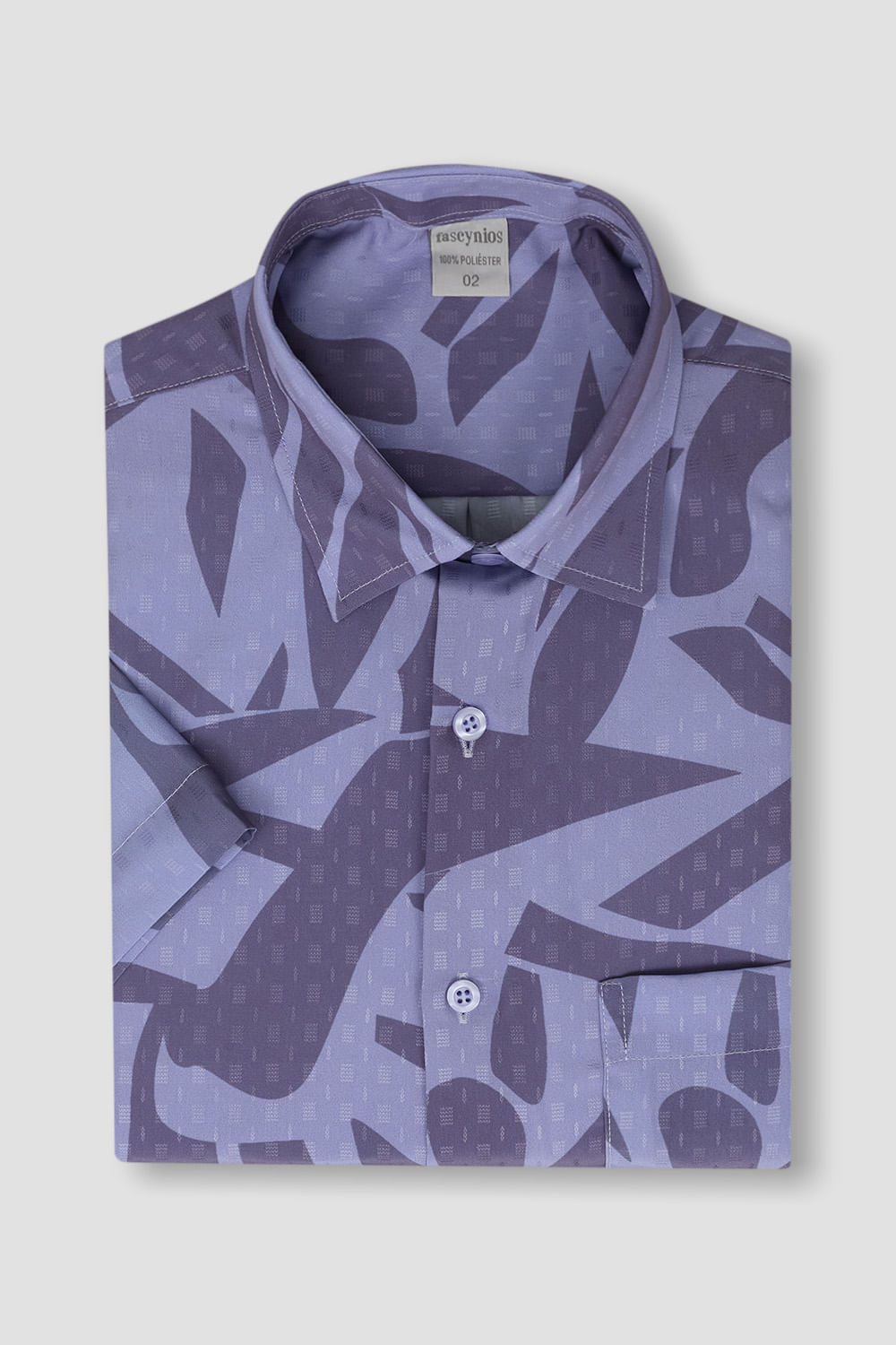Camisa Estampada Microfibra MC Cinza