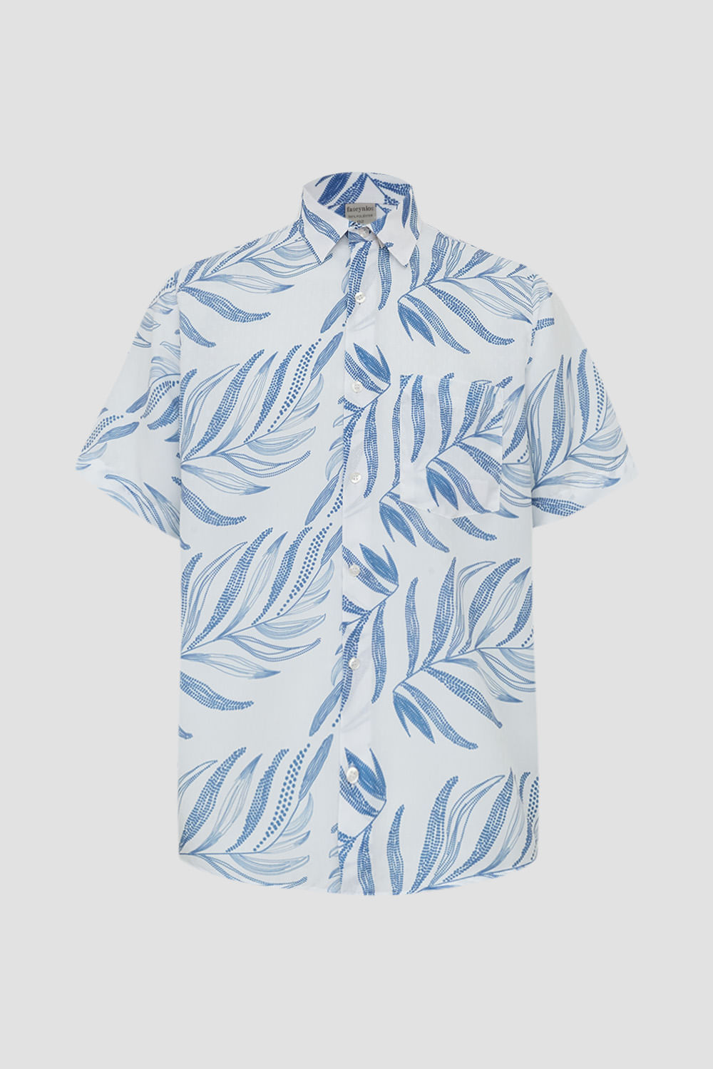 Camisa Estampada Microfibra MC Azul Escuro