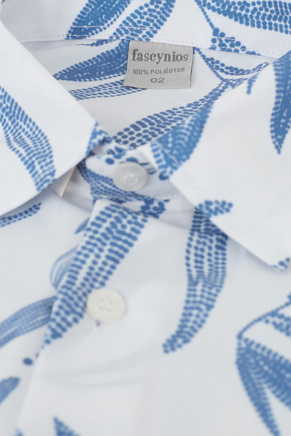 Camisa Estampada Microfibra MC Azul Escuro