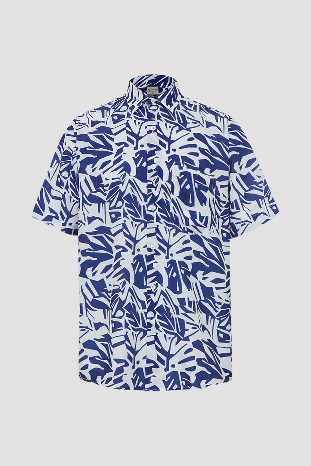 Camisa Estampada Microfibra MC Azul