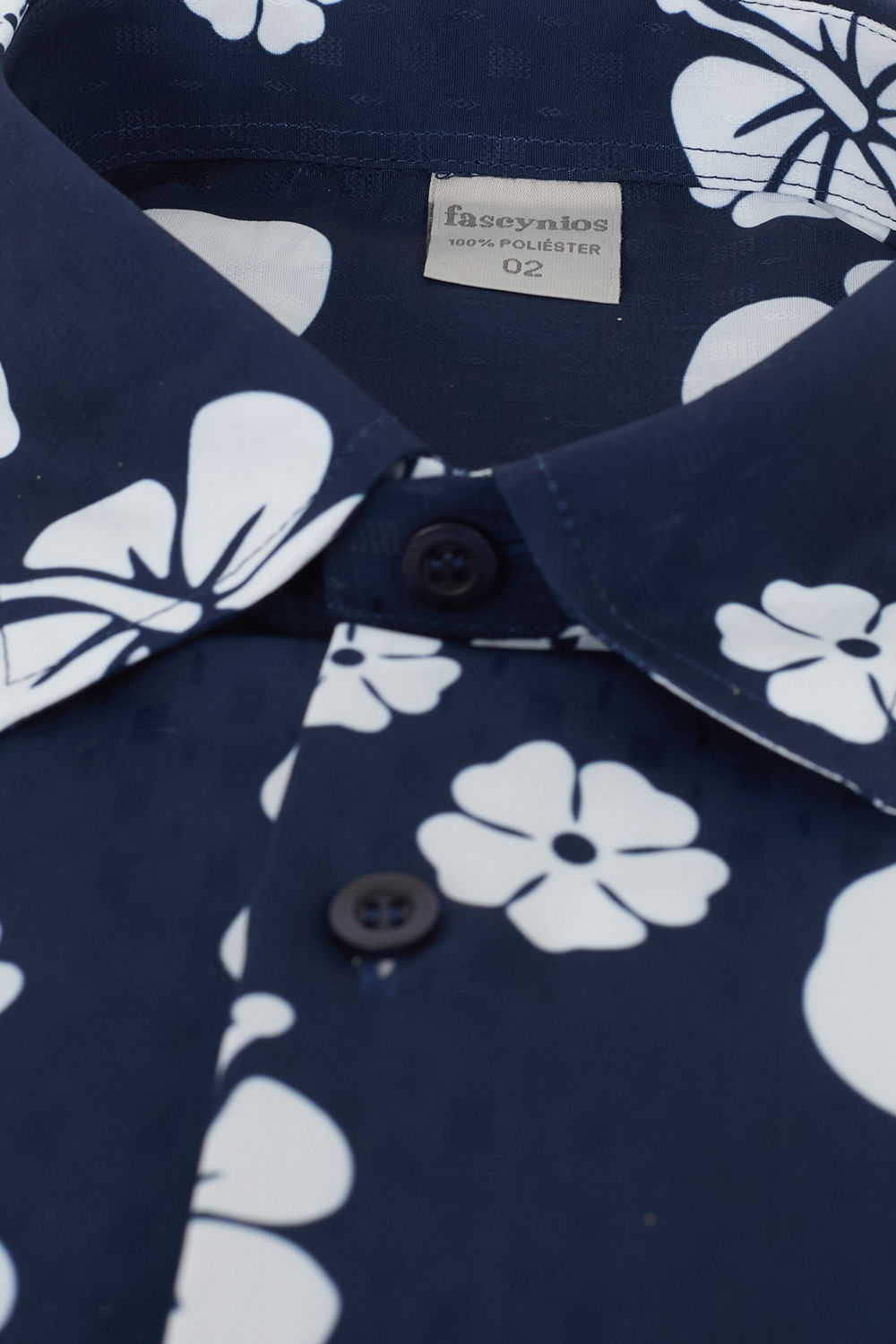 Camisa Estampada Microfibra MC Azul Escuro