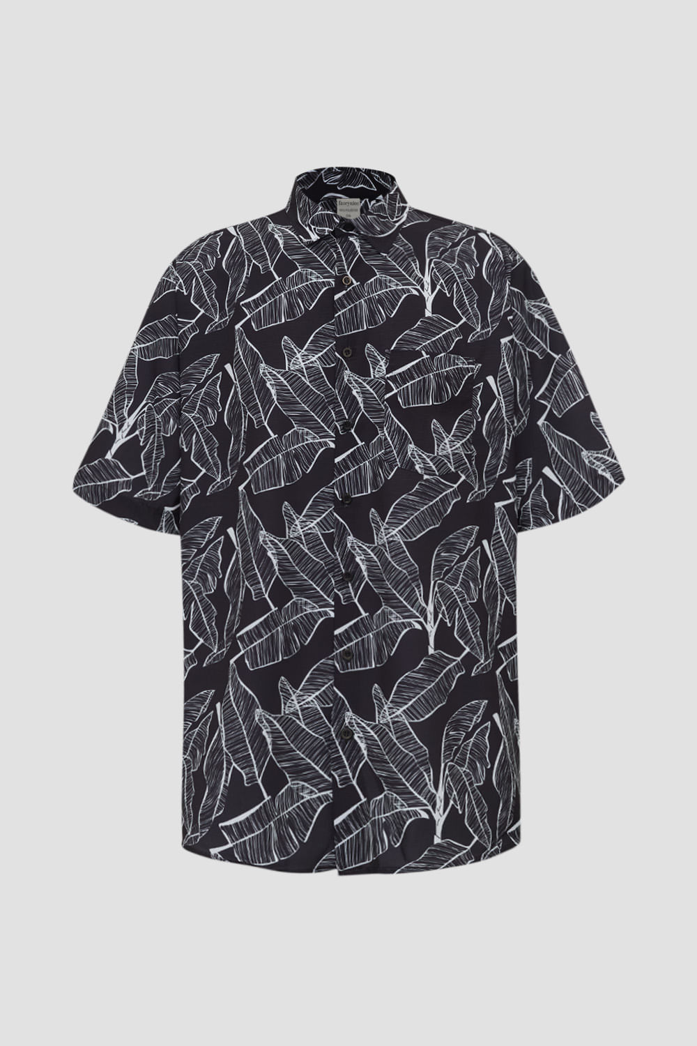 Camisa Estampada Microfibra MC Preto