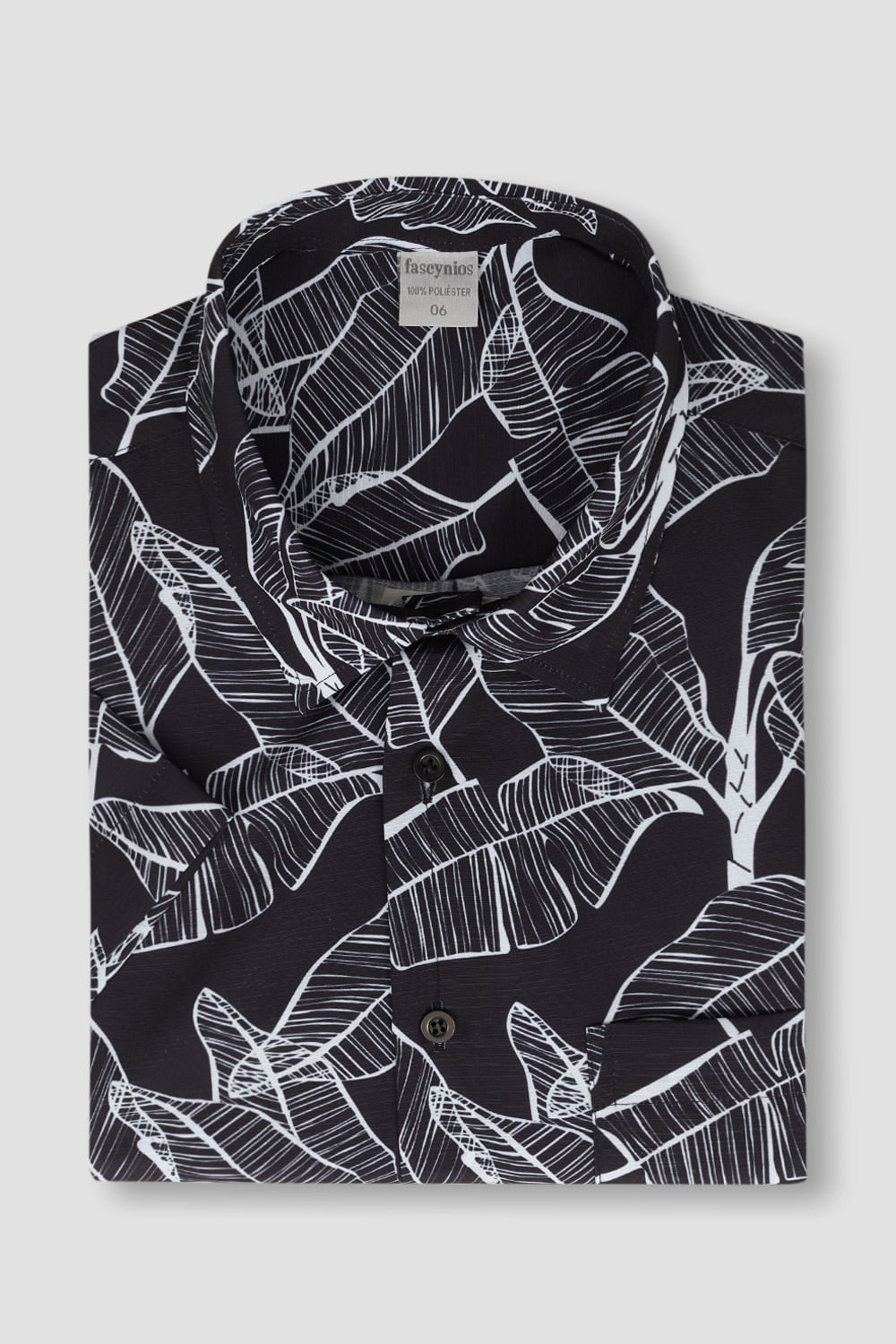 Camisa Estampada Microfibra MC Preto