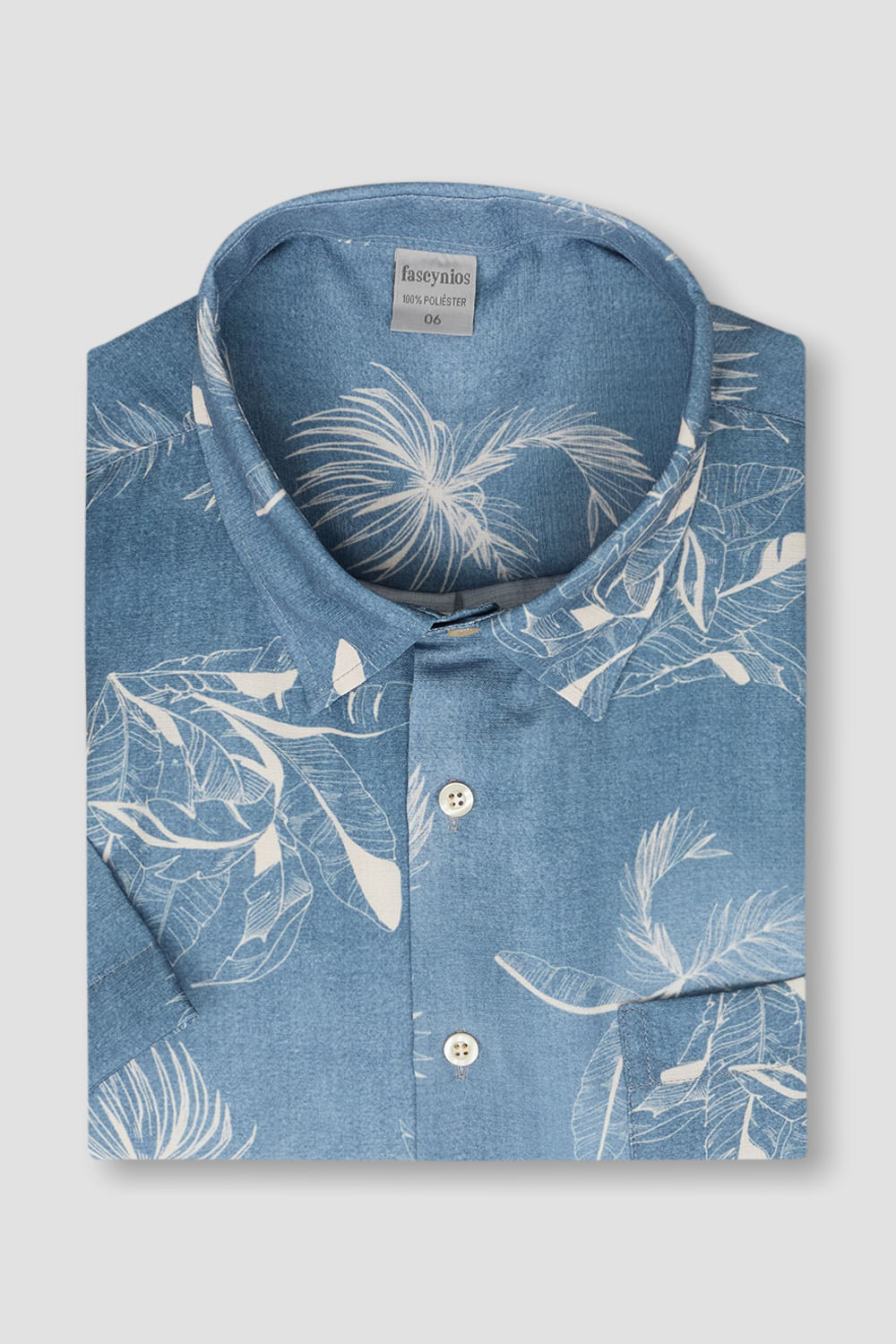 Camisa Estampada Microfibra MC Cinza