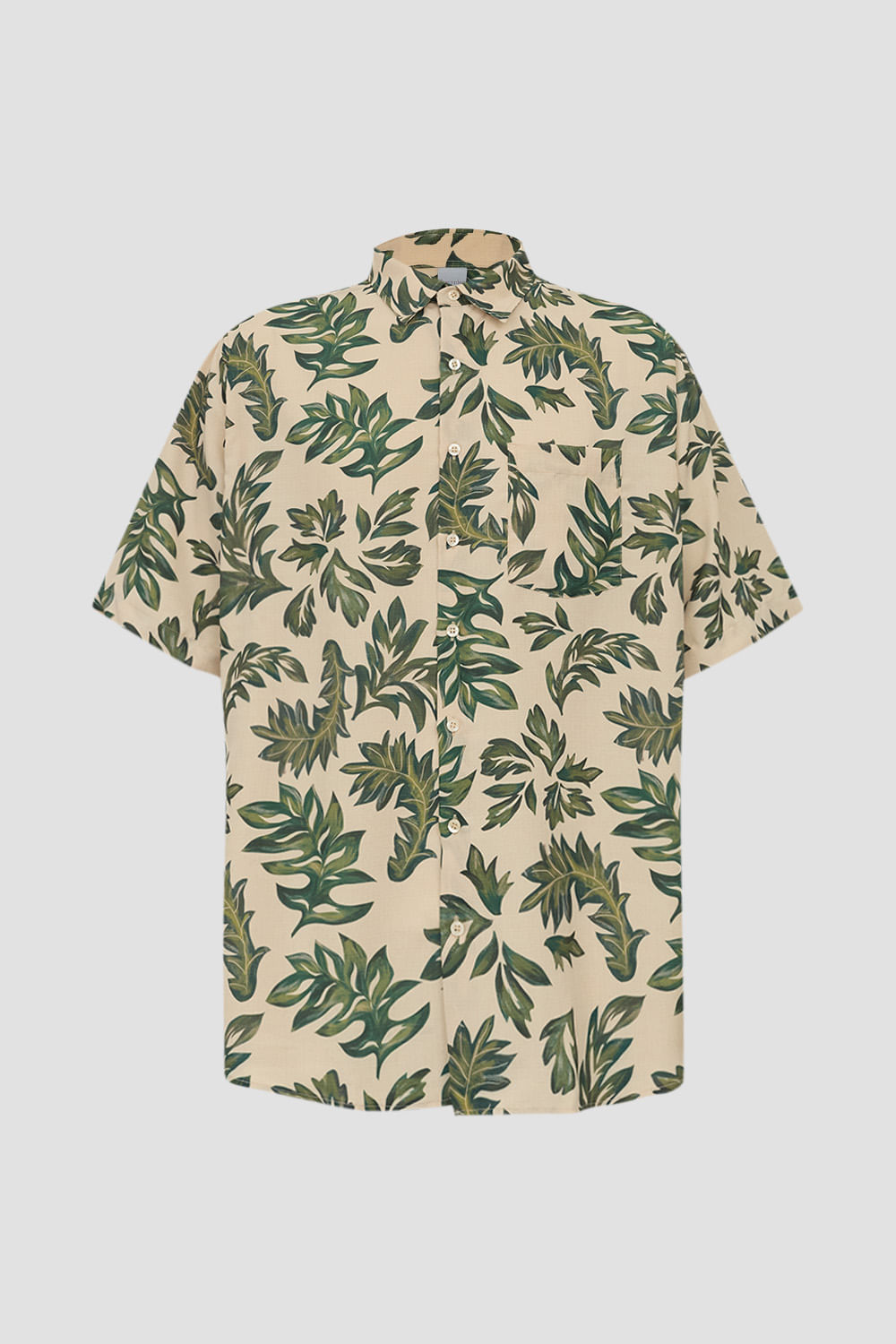 Camisa Estampada Microfibra MC Verde Médio