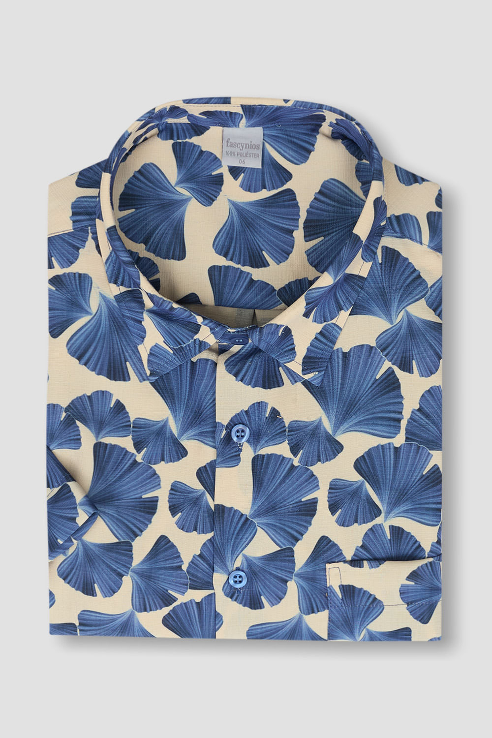 Camisa Estampada Microfibra MC Azul