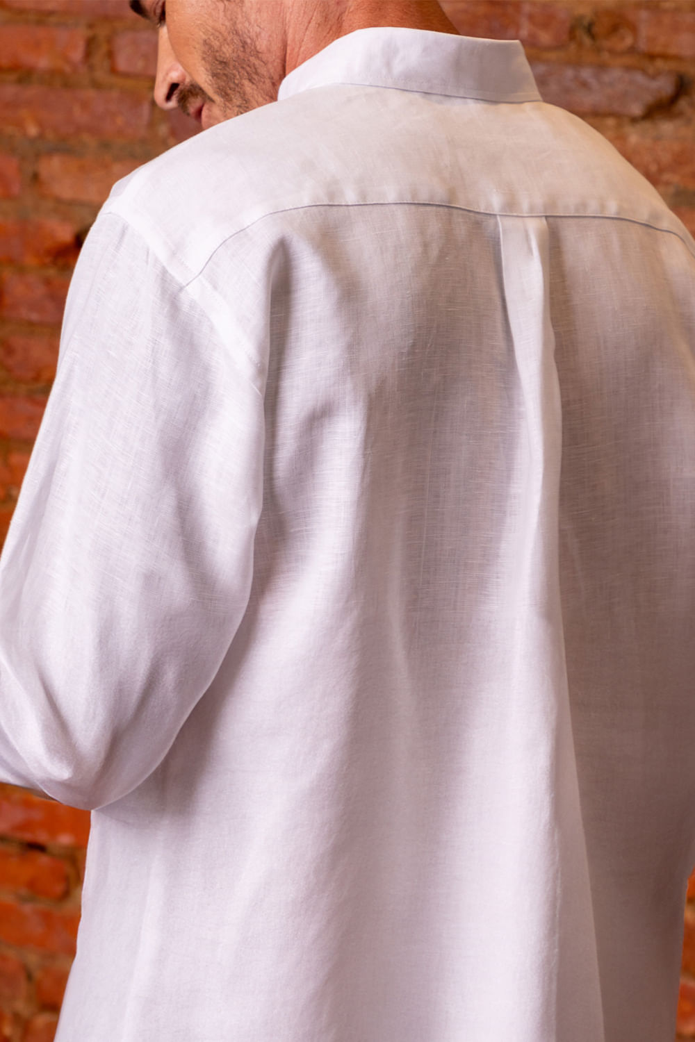 Camisa Puro Linho ML Bordado Branco