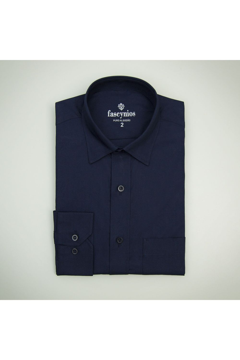 Camisa Social Algodão Fio 40 Azul Escuro Azul Escuro