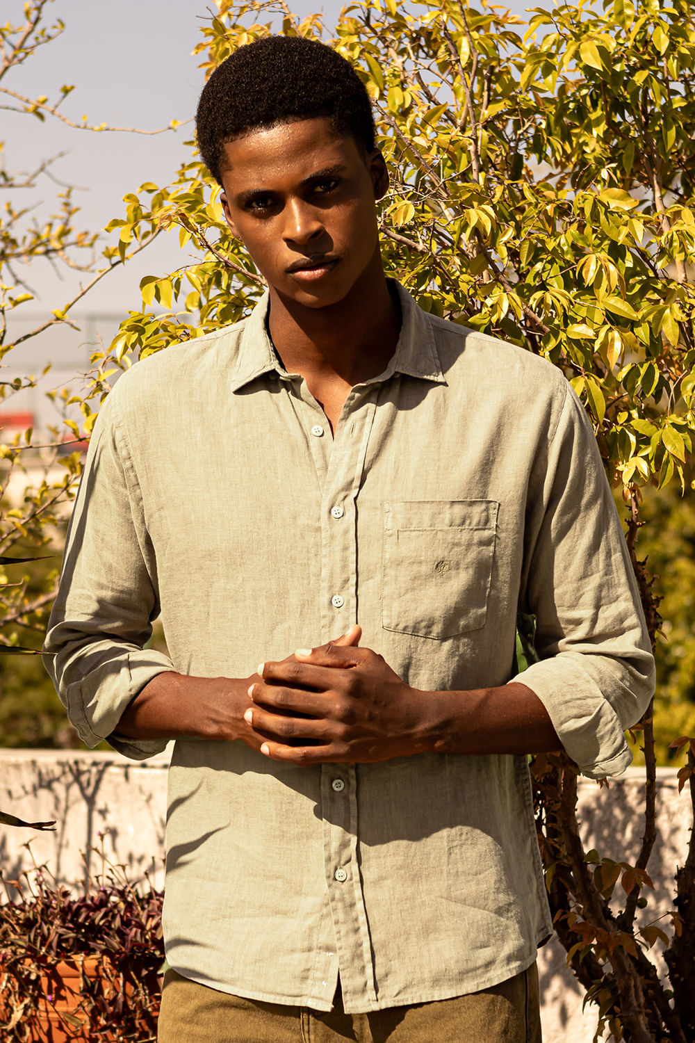 Camisa em Puro Linho Tinturado ML Creme