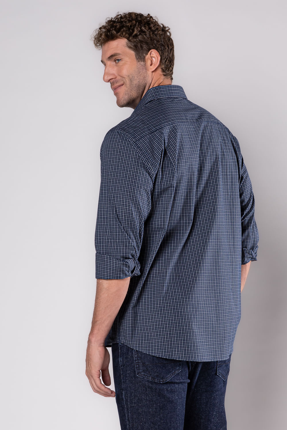Camisa Xadrez em Algodão ML Azul Escuro
