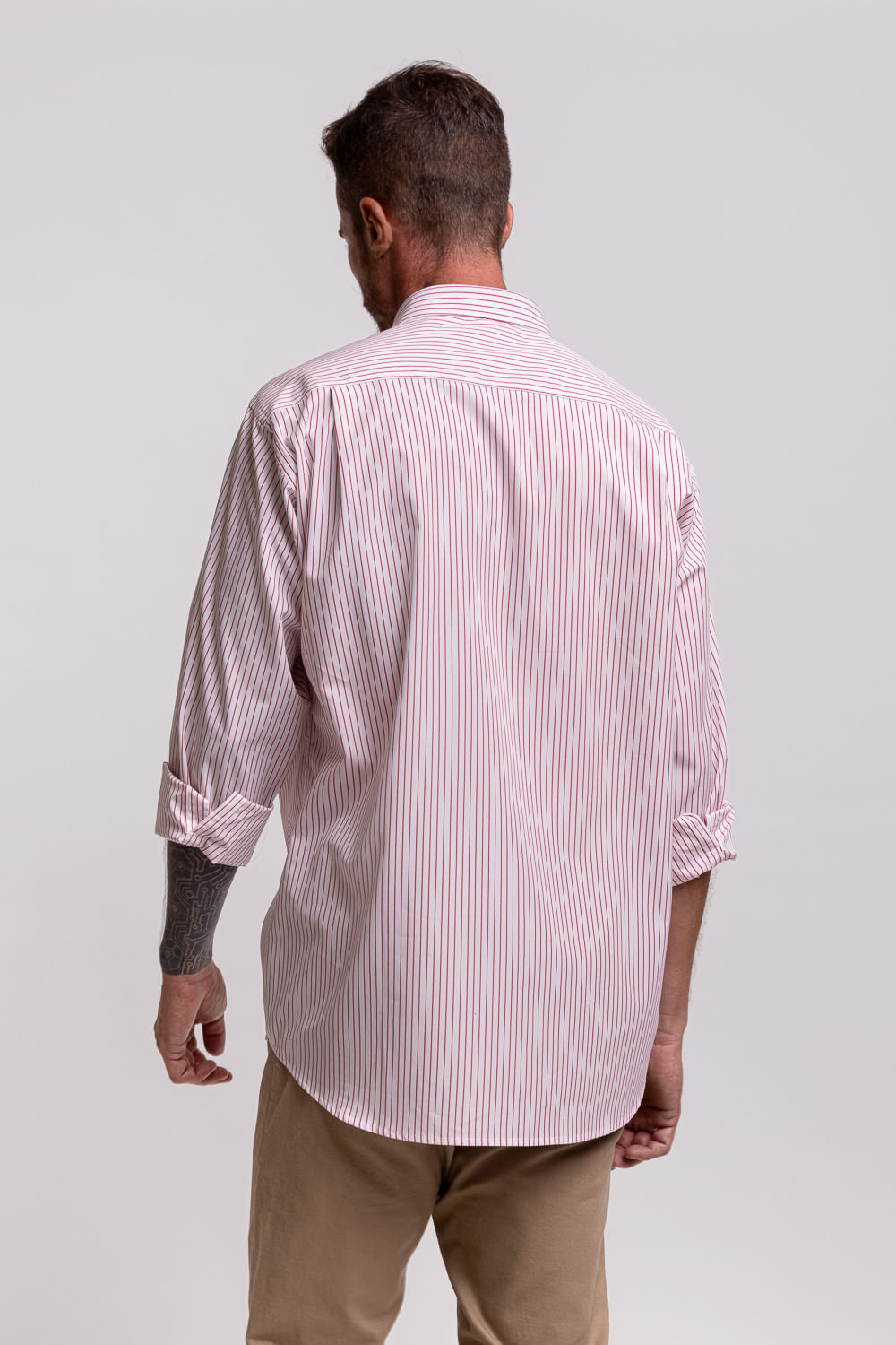 Camisa Listrada Algodão Fio 60 ML Vermelho