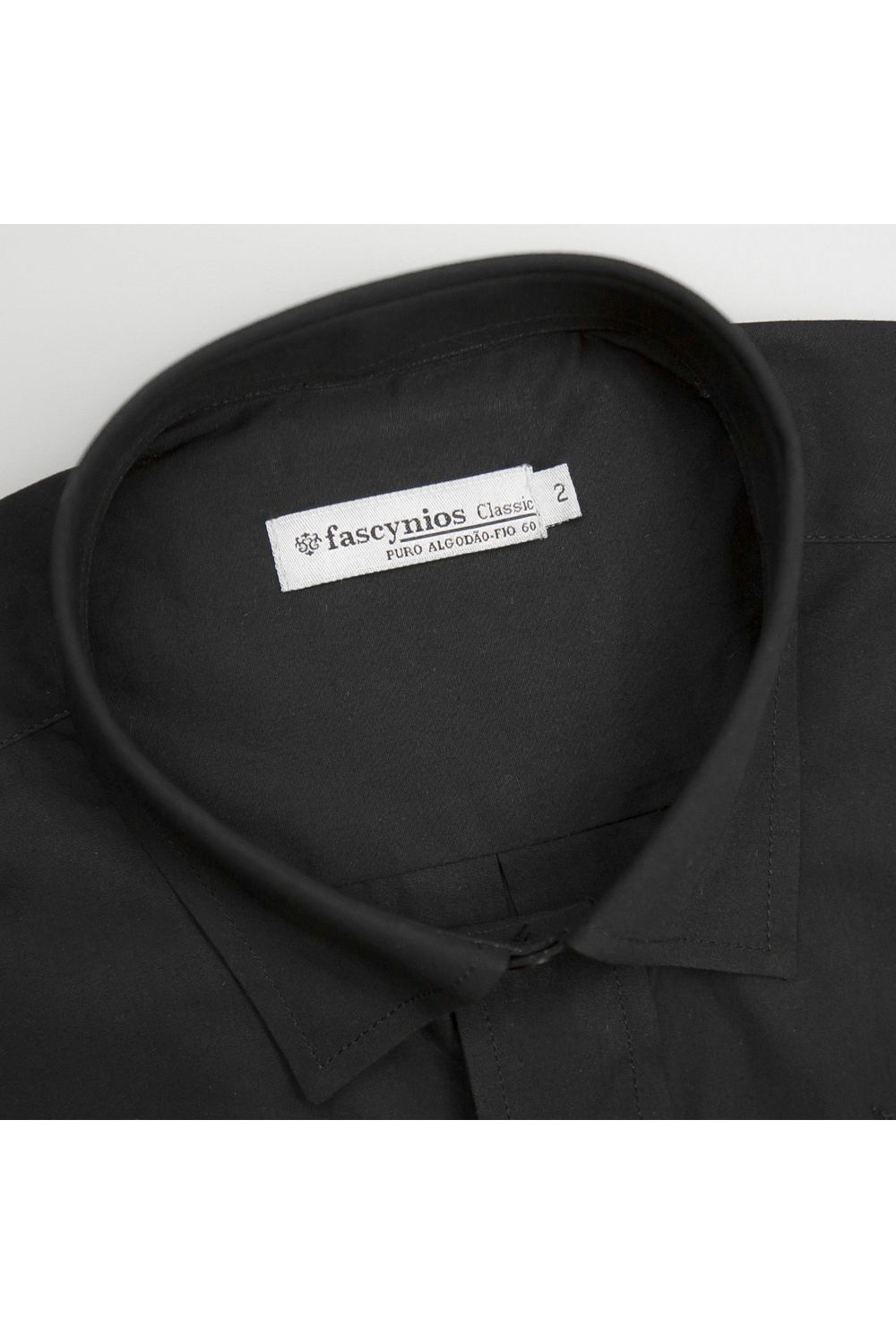 Camisa Bordada Algodão Fio 60 ML Preto