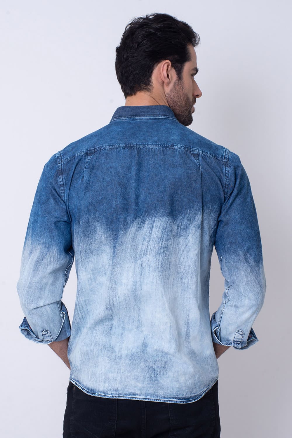 Camisa Slim Jeans ML Azul Escuro