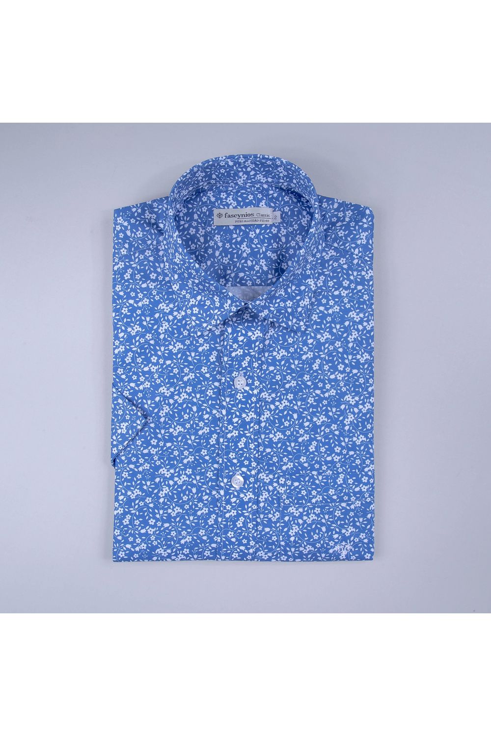 Camisa Estampada Algodão Fio 40 Azul