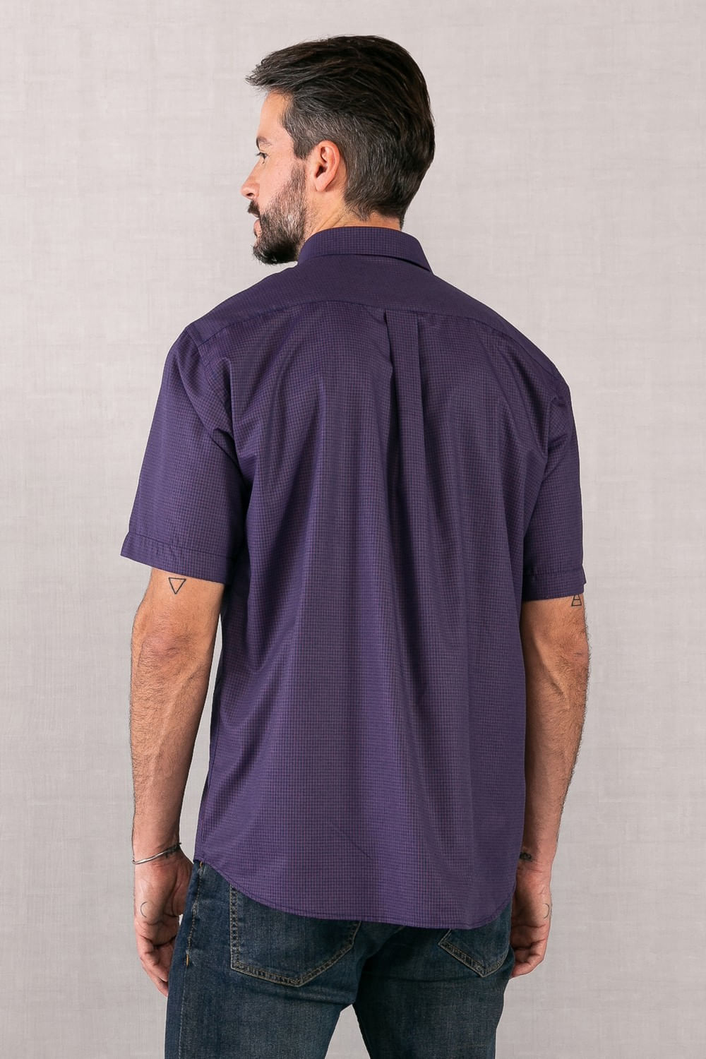 Camisa Xadrez Passa-Fácil MC Azul Escuro