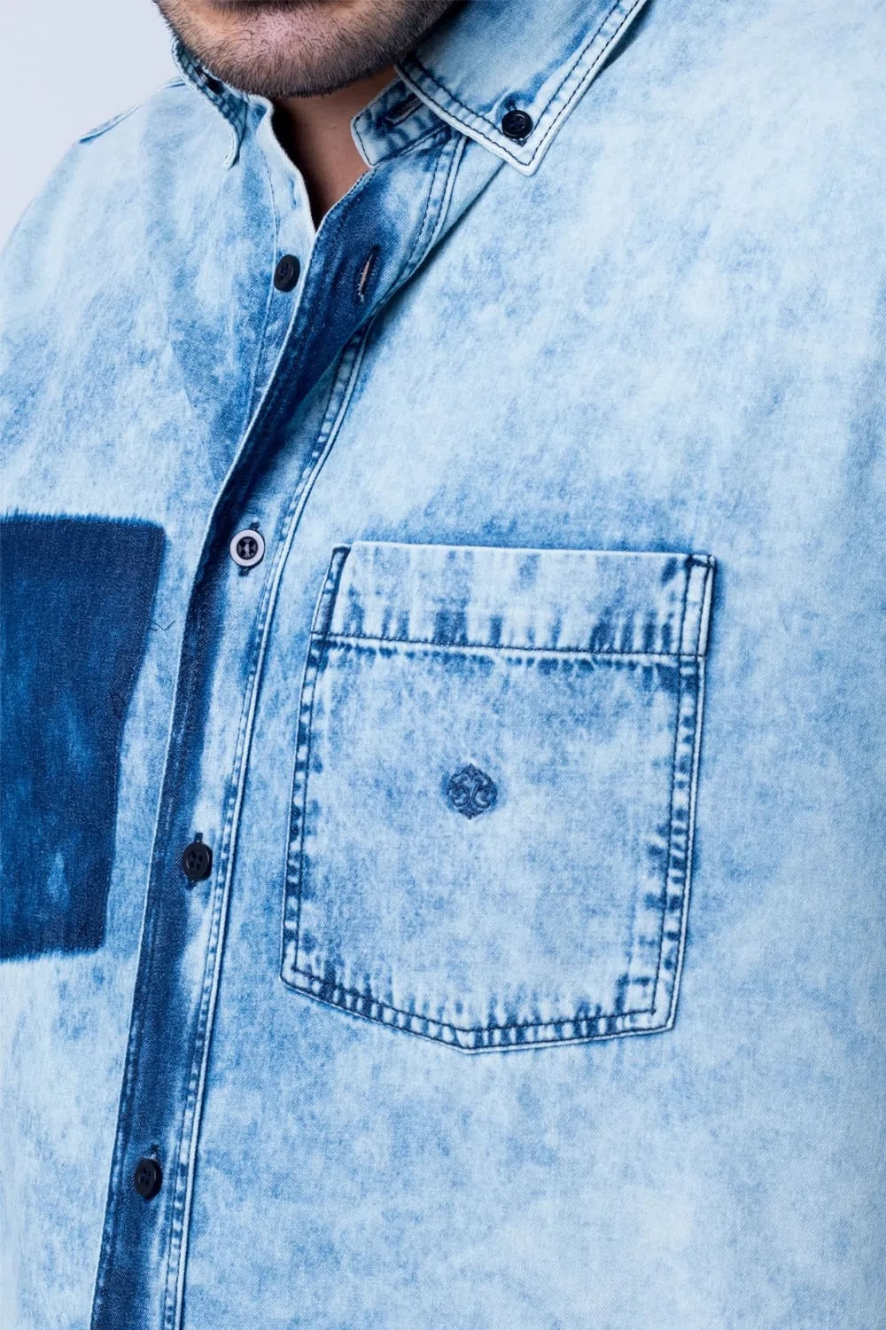 Camisa Jeans ML Azul Escuro